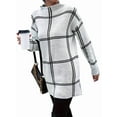 thumbnail image 2 of Checkered Knit Sweater for Women Fall Winter Casual Mock Neck Pullover Striped Sweaters Color Block Tops White S, 2 of 9