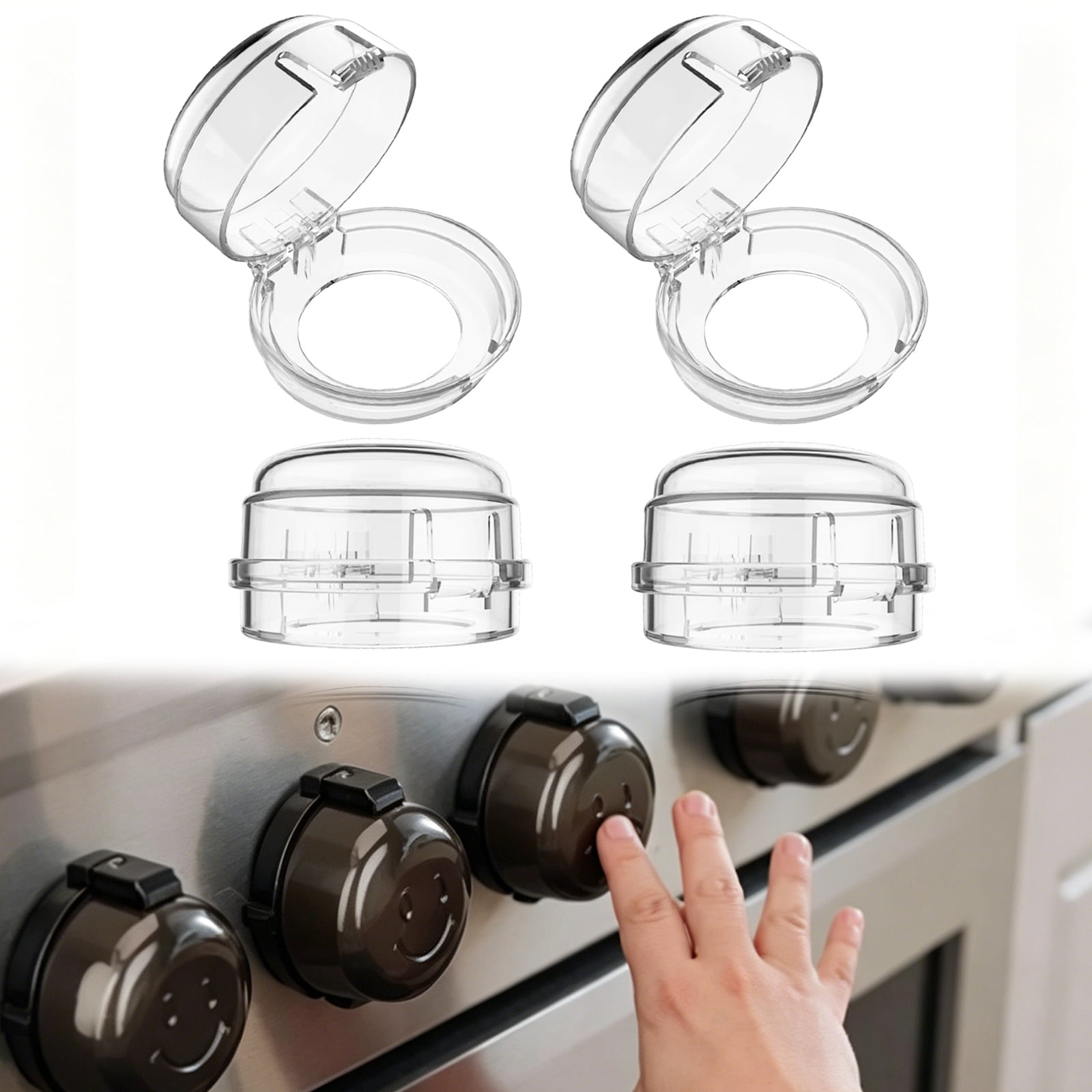 Stove Knob Safety Covers for Gas Stove and Oven – Child Safety Locks, Baby Proofing, Heat Resistant, Pet Protection(Clear 4pack)