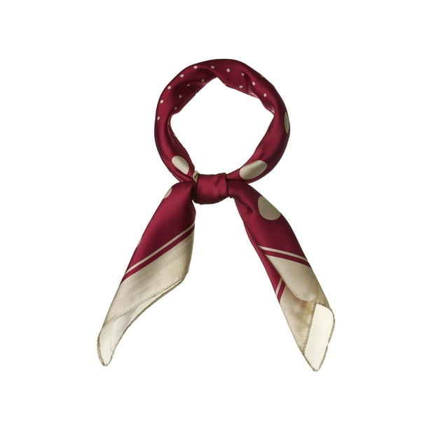 INSPIRAR CHIC Bufanda Cuadrada de Lunares de 70cm para Mujeres Color Rojo Vino 27.56*27.56"(L*W)