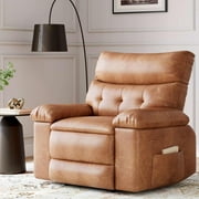 Aoile Large Recliner, Manual Recliner Sofa Chairs for Living Room, Bedrooms, Home Theaters, 400lbs Weight Capacity, Retro Brown