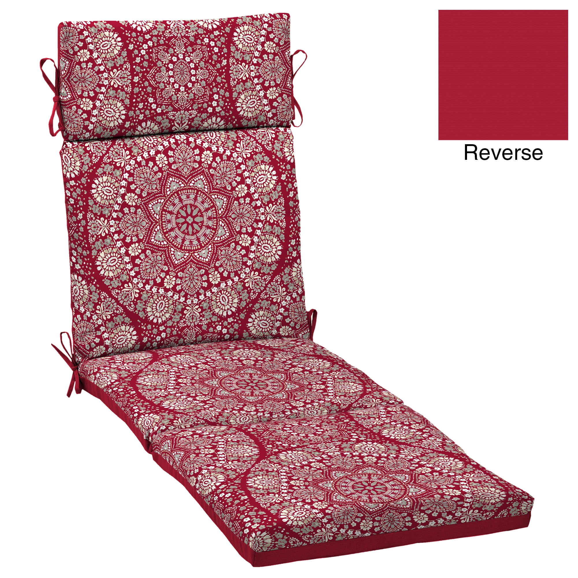 Better Homes & Gardens Red Lace Medallion Outdoor Chaise Lounge Cushion
