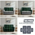 thumbnail image 5 of TSOVTHRID Green Plaid Print Loveseat Sofa Slipcover for 2 Seat Couch Sofa 6-Piece Sofa Cover with Pockets Stretch Furniture Protector for Pets, 5 of 7
