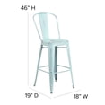 thumbnail image 5 of Emma + Oliver Commercial 30"H Distressed Green-Blue Metal Indoor-Outdoor Barstool w/ Back, 5 of 11