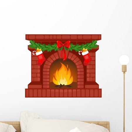 Christmas Fireplace Wall Decal By Wallmonkeys Peel And Stick
