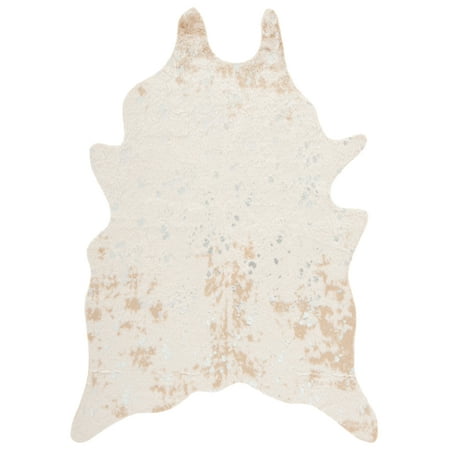 SAFAVIEH Faux Cow Hide Dalia Novelty Area Rug Beige/Silver 4 x 5