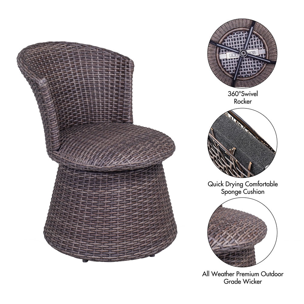 Kepooman Patio Furniture Set 2 Piece Rattan Wicker Chairs for Garden Poolside Balcony Kepooman Patio Furniture Set 2 Piece Rattan Wicker Chairs for Garden Poolside Balcony