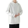 thumbnail image 3 of Beiwei Men Leisure Hooded Neck Hoodies Long Sleeve Casual Pullover Mens Solid Color Fall Fleece Sweatshirts White XL, 3 of 3