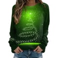 thumbnail image 1 of Gibobby Sudadera de cuello Rojoondo con estampado de Navidad para mujer, suéter de ajuste de cuello Rojoondo, camisetas informales de manga larga para entrenamiento, blusa suelta (Verde, M), 1 of 4