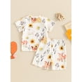 thumbnail image 3 of Suealasg Toddler Girls Clothes 6M 1T 2T 3T 4T 5T Short Sleeve Chicken Cow Flower Print T-Shirt Tops and Shorts Sets 2Pcs Kids Girls Summer Farm Outfits, 3 of 6