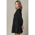 thumbnail image 4 of Made by Johnny Women's Casual Long Sleeve V-Neck Loose Flowy Swing Shift Dress S BLACK, 4 of 5