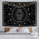 thumbnail image 2 of Tapiz de pared con diseño de sol y luna de 150 x 200 cm, decoración psicodélica, tapiz de pared abstracto, astrología celestial para dormitorio, blanco y negro, 2 of 5