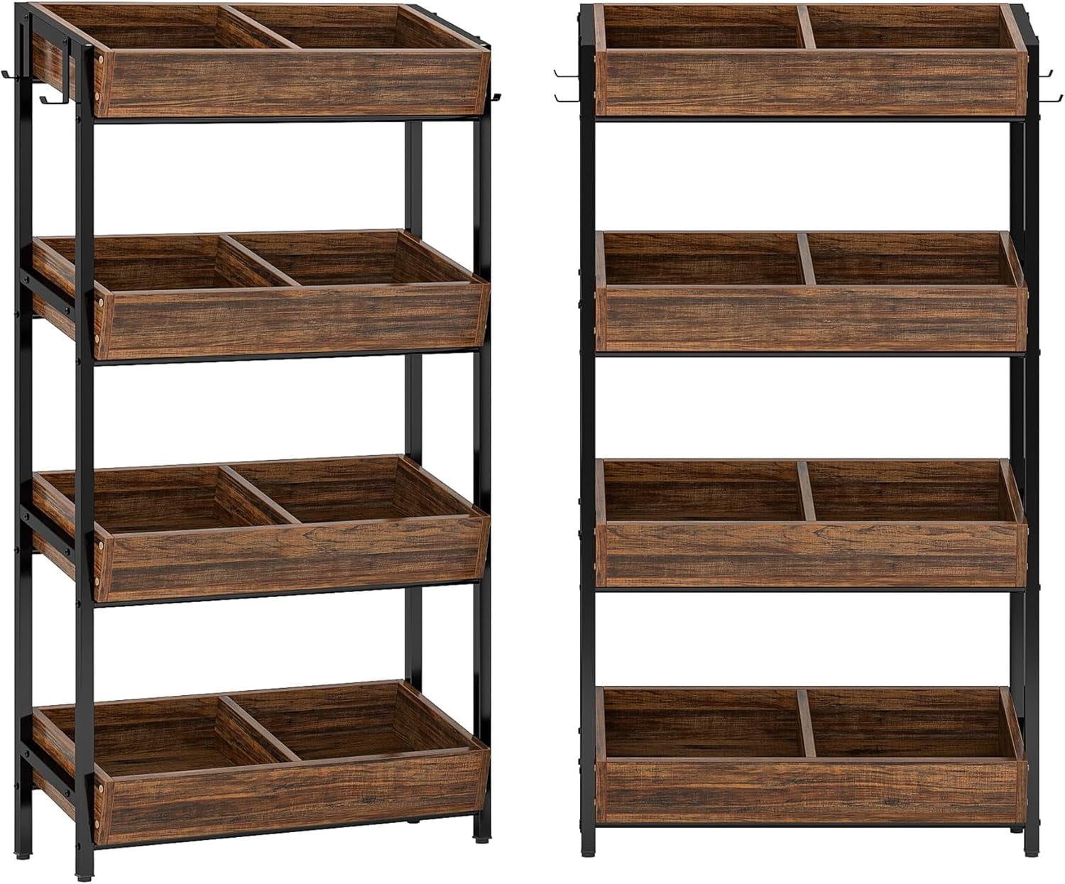Tribesigns 4-Tier Retail Display Rack, Wooden Snack Candy Stand, Store Shelving Organizer with Heavy-Duty Metal Frame(2, Brown)