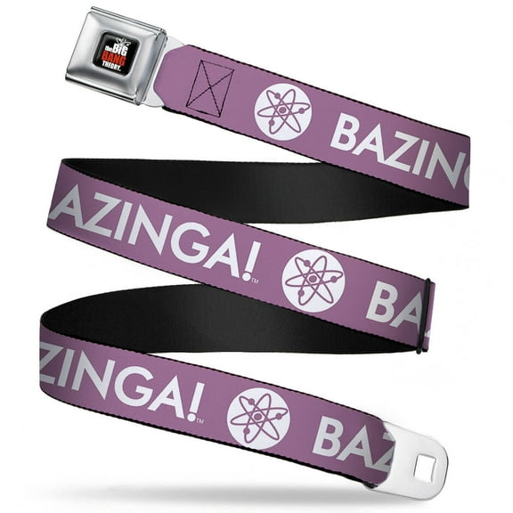 The Big Bang Theory Full Color Black White Red Bazinga! Atom Logo Lavender Seatbelt Belt Standard