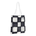 thumbnail image 3 of Canvas Bag Tote Bag Shopping Bag 16×15in Can Be Carried By Hand And Can Be Used For Daily Travel Such As Shopping And Going To Work Darkgray Checked Hand-Drawn Sketch_2, 3 of 8