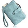 thumbnail image 1 of GHSDFBB Womens Small Bifold Leather Wallets RFID Ladies Wristlet with Card Slots id Window Zipper Coin Purse (Light Green), 1 of 7
