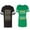 Men Black / Women Green, variant on Christmas King Queen Unisex Couple Matching Cotton Jersey style T-Shirt Contrasting stripes on sleeves (Men Black / Women Black) (Men S / Women S)