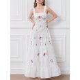 thumbnail image 5 of Gupgi Women Summer Long Beach Dresses Sleeveless Square Neck Embroidery Tiered Dresses Midi Slip Dress, 5 of 9