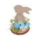 thumbnail image 2 of Easter Wooden Ornaments Set of 1 Rabbits and Eggs with Floral Design in Blue Bucolic Style for Home and Desktop Decoration 5.51x4.53"Set de adornos de madera de Pascua con 1 conejo y huevos JASKFLY, 2 of 8