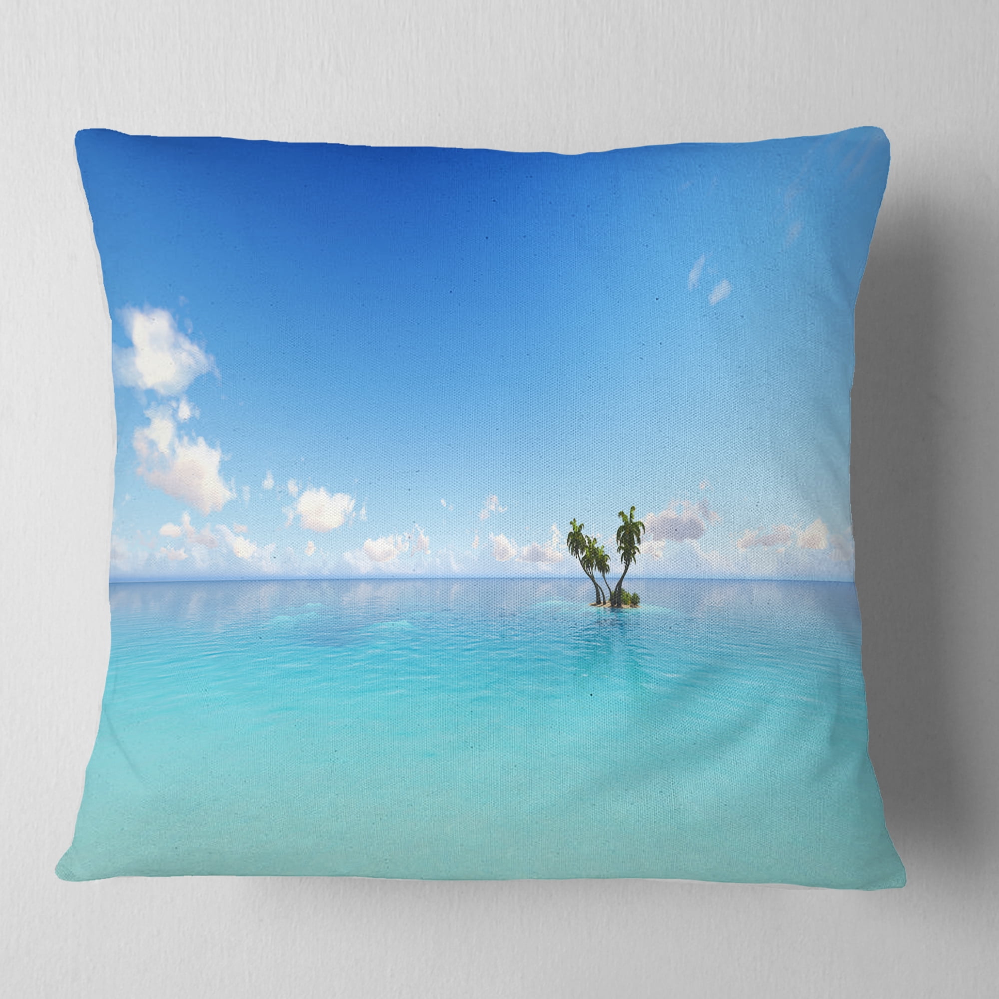 Designart Blue Corals Island Sea - Seascape Throw Pillow - 18x18