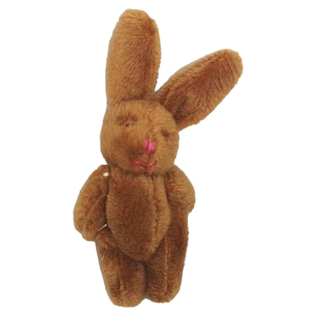 jesticaly Mini Joint Rabbit Lovely Home Wear-resistant Plush Bunny Exquisite Pendant Stuffed Doll Gifts Birthday Wedding Brown 4.5cm 1Set