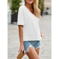 thumbnail image 3 of ZANKLEY Womens Summer V Neck Oversized T Shirt Casual Short Sleeve Loose Fit Flowy Basic Top, 3 of 12