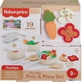 thumbnail image 1 of Fisher-Price Wooden Kitchen Pots & Pans Set, 19 Wood Pieces for Preschool Pretend Play, Ages 3+ Years, 1 of 7