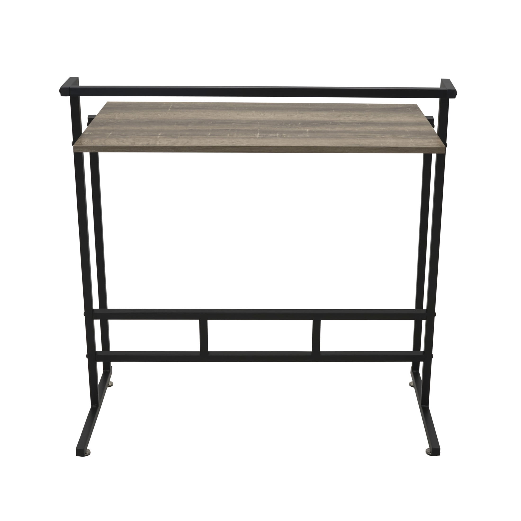 Household Essentials Jamestown Small Office Desk Ashwood Rustic Wood Grain and Black Metal