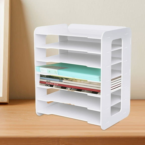 Toolven 7-Tier File Organizer for Desktop, Vertical Document Holder, Space-Saving Paper Manager, Durable PVC Material, Easy to Install, Perfect for Home and Office Use