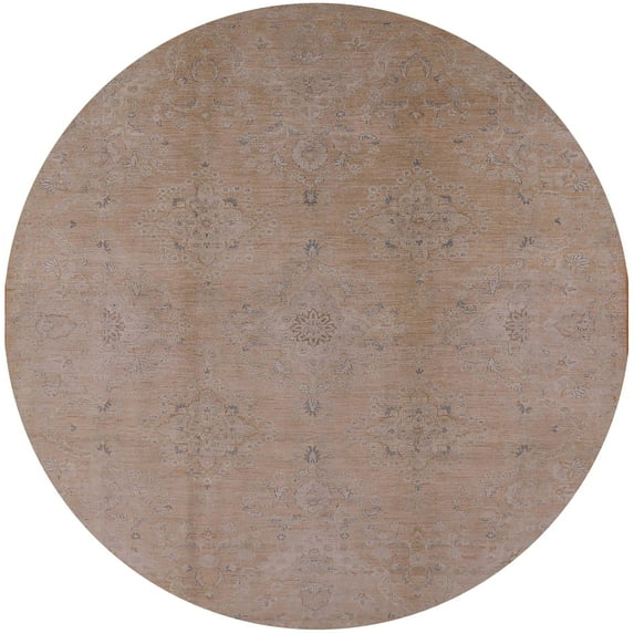Ahgly Company Machine Washable Indoor Round Industrial Modern Dark Almond Brown Area Rugs, 3' Round
