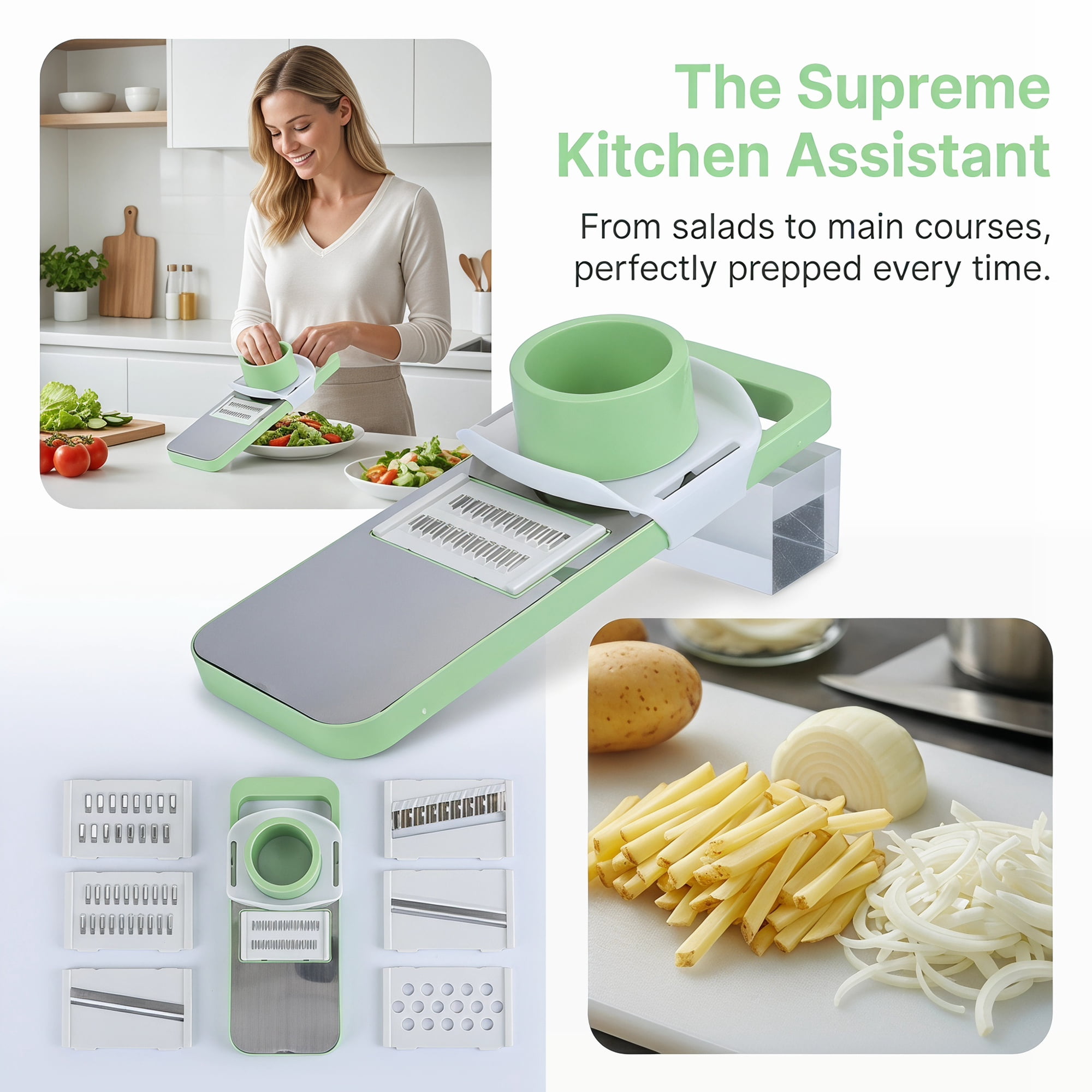 Unique Bargains Mandoline Slicer Vegetable Chopper Cutter for Potato 6 in 1 11.2" x 4.1"