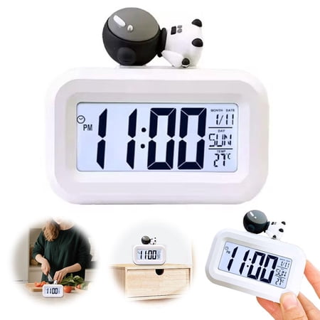 NOVELAR Cartoon Design Digital Alarm Clock, 3.4 x 3.66 x 1.06 in with Temperature Display, Clear LED Screen for Children's Bedroom Decor