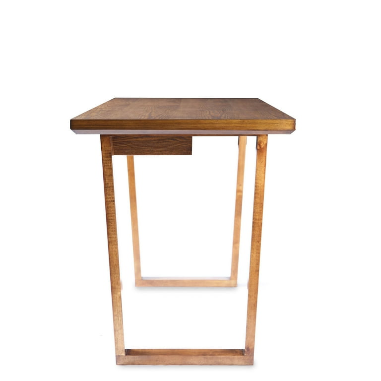 Posh Pollen Aiden Brown Wood Writing Desk with Storage Deco Walnut Walmart