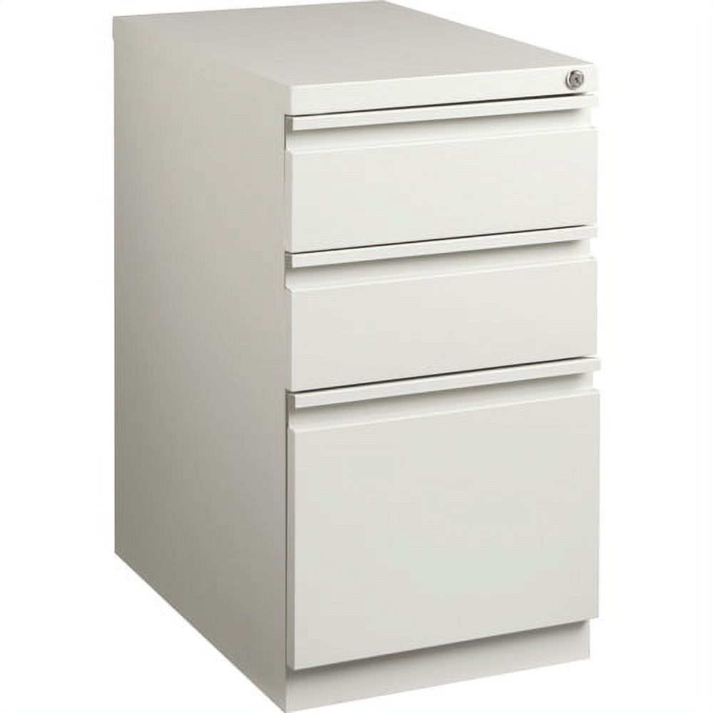 Lorell Mobile File Pedestal - 3-Drawer 15" x 22.9" x 27.8" - 3 x Drawer(s) for Box, File - Letter - Ball-bearing Suspension, Security Lock, Recessed Handle - Light Gray - Steel - Recycled - image 3 of 7