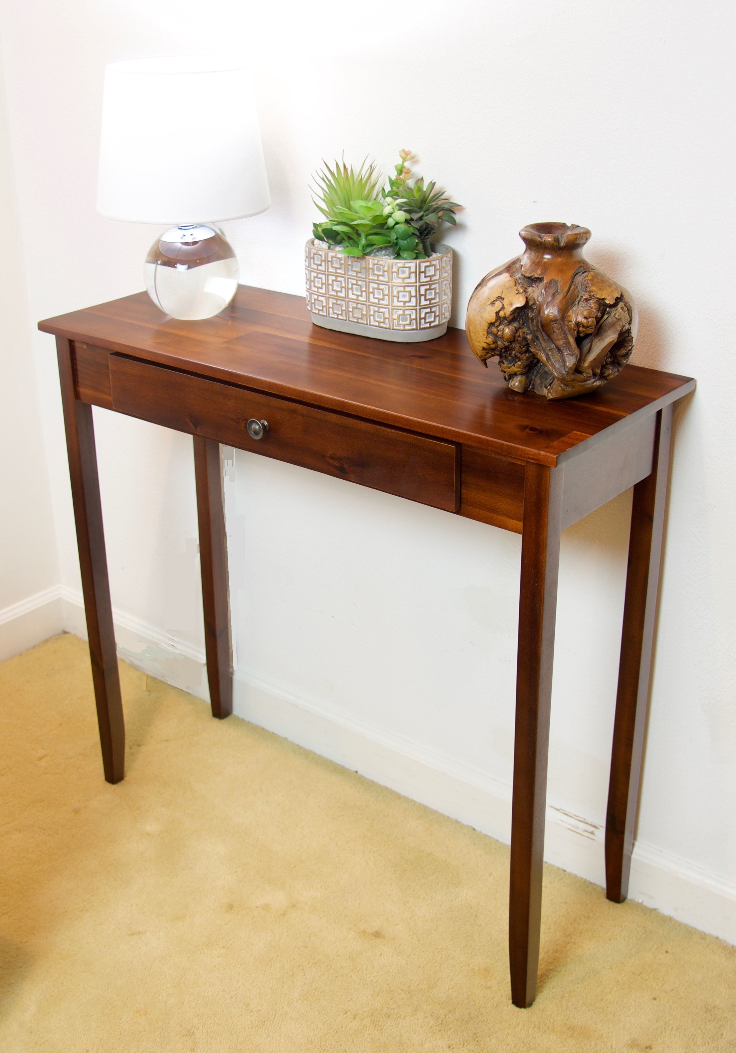 Acacia Mid-Century Entryway Table with Drawer in Mahogany Matte