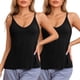 thumbnail image 1 of Camisetas sin mangas para mujeres INSPIRE CHIC, pijamas de capa base, tirantes de espagueti, tops de tanque de cuello en V, L, 2 paquetes, negro, 1 of 6