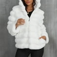 thumbnail image 4 of Qetyuw Faux Fur Hooded Coat for Women Winter Warm Long Sleeve Open Front Jacket Full Zip Up Chunky Casual Coats, 4 of 7