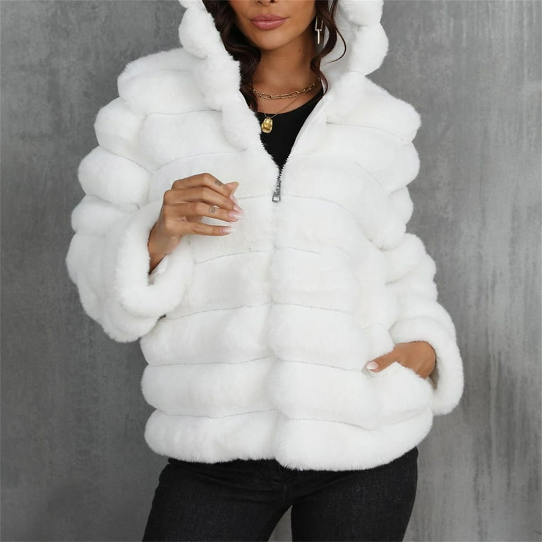 BiZtdJrK Prime Sales Today Clearance Women Fluffy Faux Fur Coat