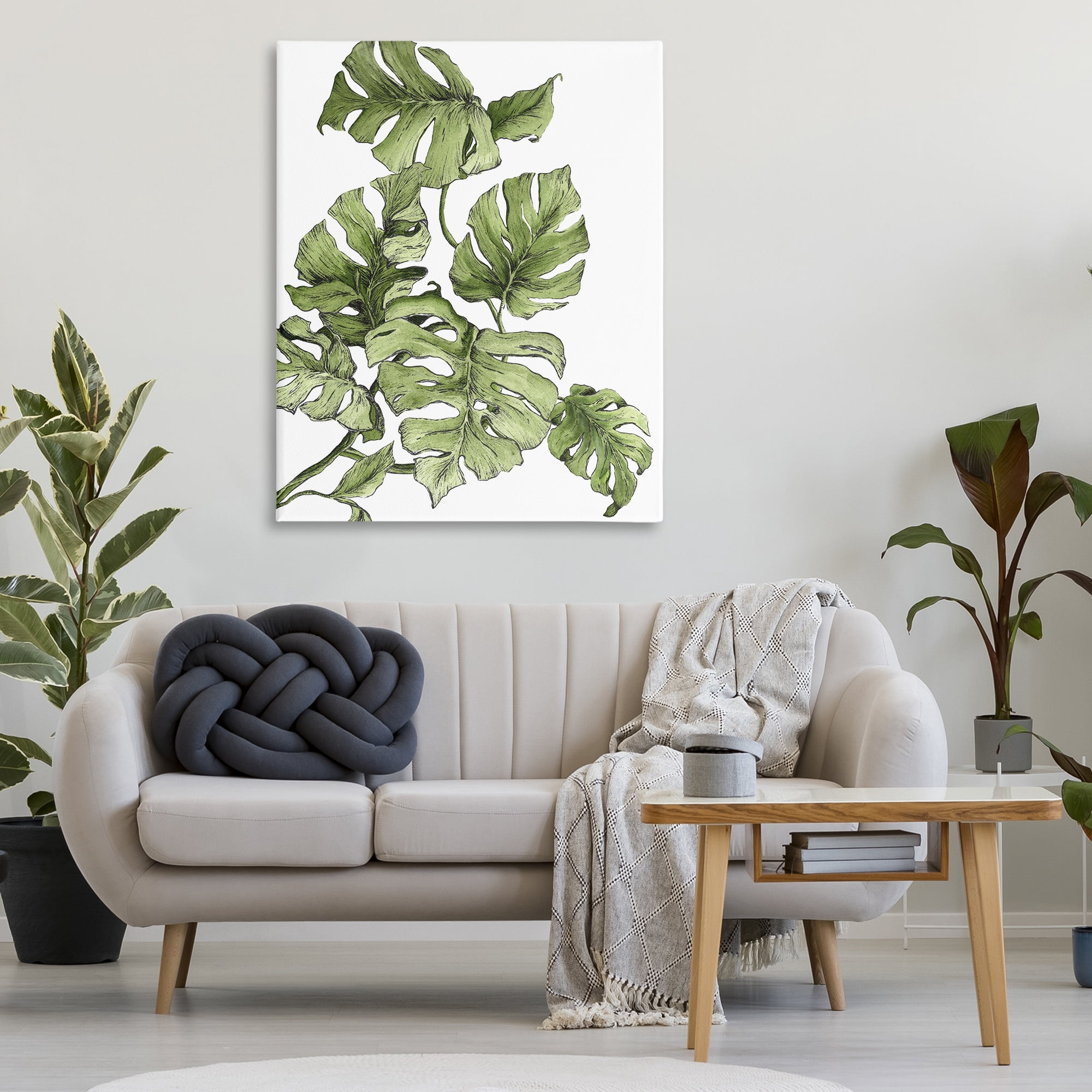 Stupell Industries Falling Monstera Leaves Botanical & Floral Painting Gallery Wrapped Canvas Art Print Wall Art, 36 x 48
