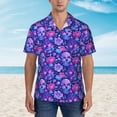 thumbnail image 2 of Logiee blue Skull purple flower1 Print Mens Hawaiian Shirts,Loose-Fit Short Sleeve Button Down Tropical Aloha Beach Shirt,Summer Vacation Wedding Tops,X-Large, 2 of 7