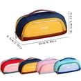 thumbnail image 2 of Color Block Pencil Case, Handheld Fabric Pen Pouch, Multi-compartment Zipper Stationery Bag, Large Capacity Pen Organizer, Portable Storage Bag for Daily Writing Tools Carrying, 2 of 5