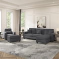 thumbnail image 2 of Stockton 102W Chaise Sectional Couch with Armchair and Ottoman in Gray Fabric, 2 of 7