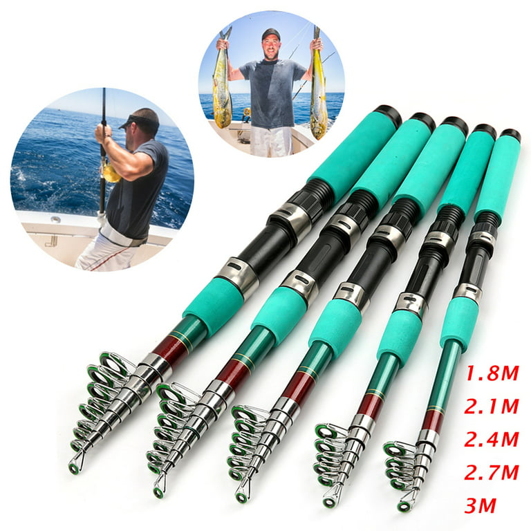 New Telescopic Fishing Rod 3M 2.1M 2.4M 2.7M Carbon Fiber Cork Wood Handle  Spinning Rod Fishing Pole Tackle 