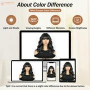 Phocas 12inch Short Bob Wigs for Women - Wavy Synthetic Bob Wig with Bangs, Face Slimming Short Wig, Glueless Wear and Go for Daily or Party (Black)