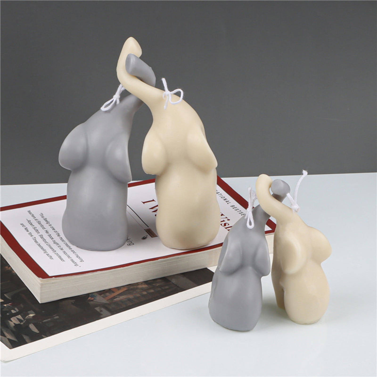 WINDLAND 2 Pcs Couple Long-nosed Elephant Silicone Candle Mold Plaster Ornaments
