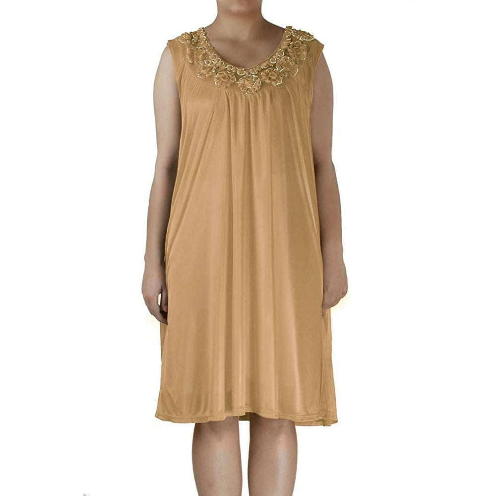 Ezi Ezi Womens Nightgowns48 Satin Silk Sleeveless Lingerie Nightgown