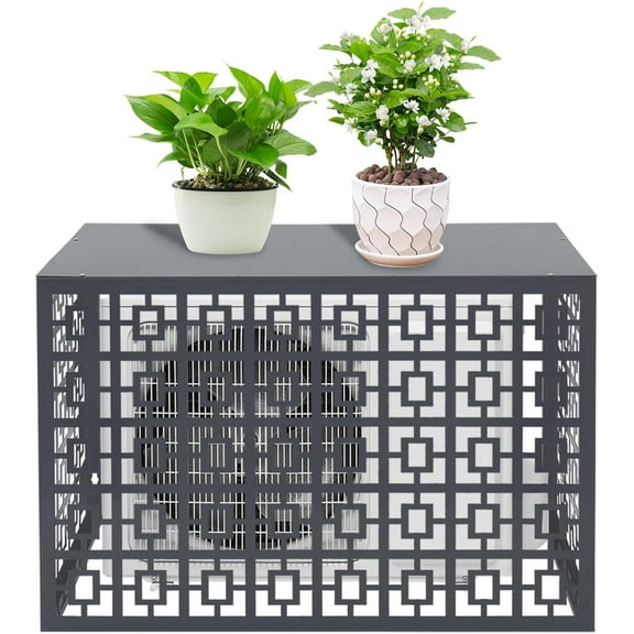 Air Conditioner Fence for Outdoor Units,Free Standing Metal Air Conditioner Privacy Fence Screen (L39.4” x W19.7” x H27.6”),Grey