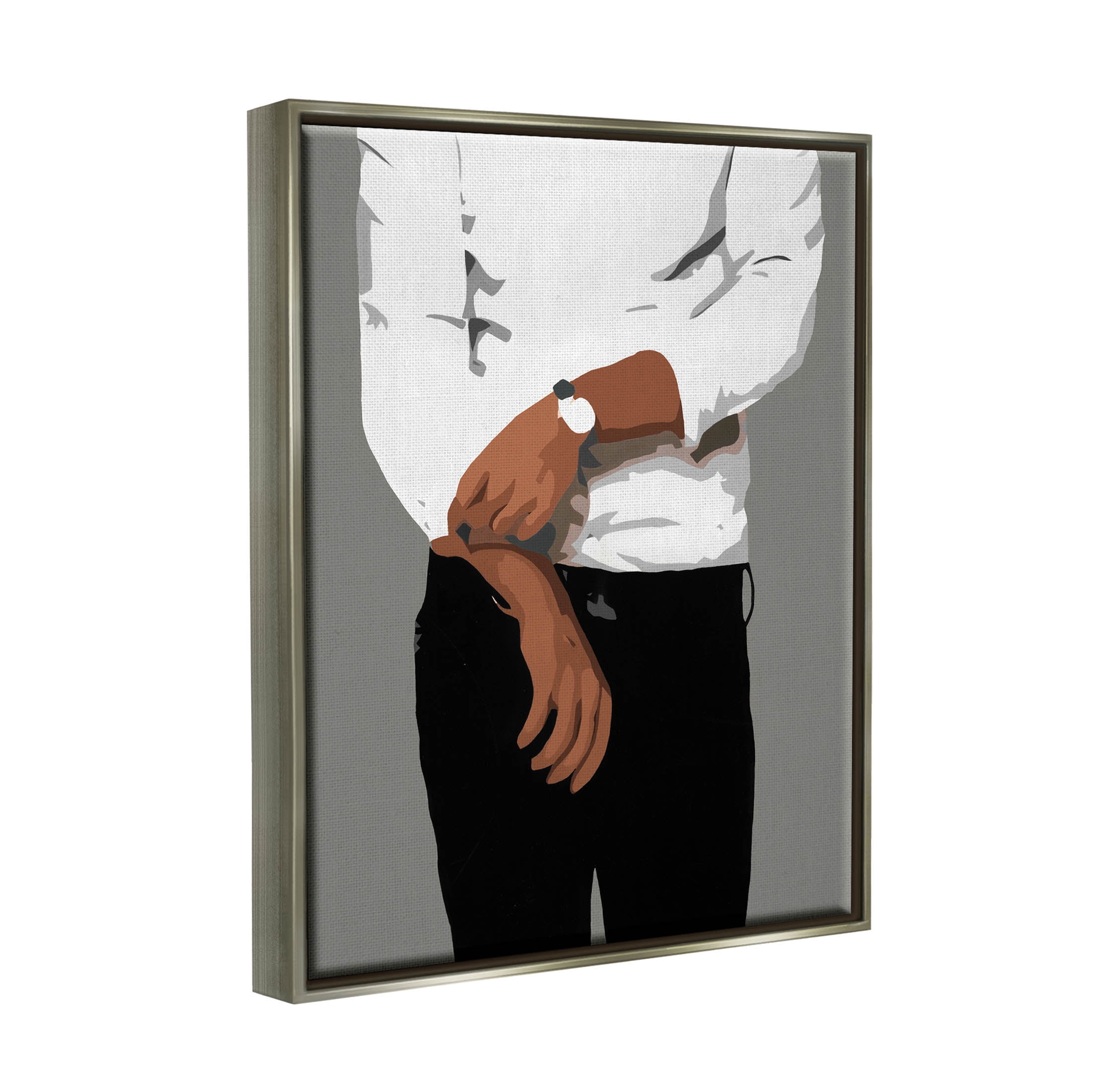 Stupell Industries Stylish Man Chic Outfit Graphic Art Luster Gray Floating Framed Canvas Print Wall Art, Design by Beth Ann Lawson
