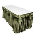 thumbnail image 3 of Efavormart Sage Green Satin Double Drape Table Skirt for Kitchen Dining Catering Wedding Birthday Party Decorations Events 14ft, 3 of 11