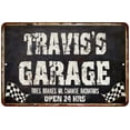 thumbnail image 1 of TRAVIS'S Garage Black Grunge Sign 12 x 18 Matte Finish Metal 112180005353, 1 of 1