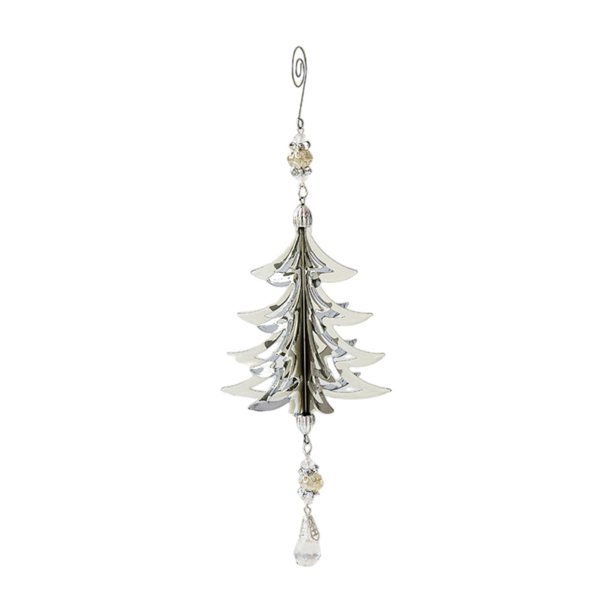 Adorno navideño con colgante de hierro para de Navidad, decoración navideña colgante para fiestas, cumpleaños, bodas, patios y oficinas Arbol de navidad plateado